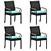 Sedie da giardino 4 pcs Nero e Turchese Polyrattan e acacia - Foto miniatura 1