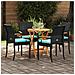 Sedie da giardino 4 pcs Nero e Turchese Polyrattan e acacia - Foto miniatura 3