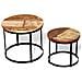 2 Pz Tavoli Da Caffè Tondi Legno Massello Di Recupero 40cm / 50cm - Foto miniatura 2