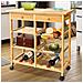 Carrello Cucina Legno Bambu 2 Cassetti Portaposate Portabottiglie 4 Scomparti - Foto miniatura 2