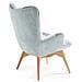 Poltroncina Imbottita In Tessuto Patchwork Azzurro Con Gambe In Faggio - Foto miniatura 5