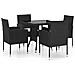 Set Mobili da Pranzo per Giardino 5 pz in Polyrattan Nero - Foto miniatura 1