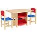 Set Tavolo e Sedie per Bambini 3-7 Anni con 2 Sedie e Tavolo con 4 Contenitori, in Legno e PP, color Legno - Foto miniatura 1