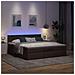 Pouf Letto Con Materasso E Led Marrone Scuro 180x200cm Tessuto - Foto miniatura 3