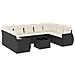 Set Divani Da Giardino 10pz Con Cuscini In Polyrattan Nero - Foto miniatura 2