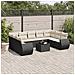Set Divani Da Giardino 10pz Con Cuscini In Polyrattan Nero - Foto miniatura 1