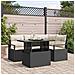 Set Divano da Giardino 5 Pezzi con Cuscini in Rattan Polyrattan Nero, Divano da Giardino 2 Posti con Cuscini in Rattan Polyrattan Nero - Foto miniatura 2