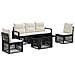 Set Divano da Giardino 6 pz Nero e Bianco Crema polyrattan - Foto miniatura 1