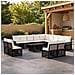 Set Divano da Giardino 14 pz Nero e Bianco Crema polyrattan - Foto miniatura 8