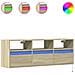Mobile Tv A Parete Con Luci Led Rovere Sonoma 130x31x45 Cm - Foto miniatura 2