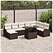 Set Divano da Giardino 9 Pezzi con Cuscini Marroni Rattan Polietilene, Divano da Giardino 2 Posti con Magazzino e Cuscini Marroni Rattan Polietilene - Foto miniatura 2