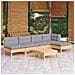 Set Divani da Giardino 6 pz con Cuscini Grigi Massello di Pino - Foto miniatura 2
