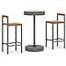 Set Bar Giardino 3pz Grigio Polyrattan e Legno Massello Acacia - Foto miniatura 1