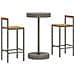 Set Bar Giardino 3pz Grigio Polyrattan e Legno Massello Acacia - Foto miniatura 3