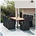 Set Pranzo Giardino 9pz Nero Polyrattan e Legno Massello Acacia - Foto miniatura 2