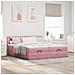 Struttura Letto Pouf con Materassi Rosa 200x200 cm Velluto - Foto miniatura 4