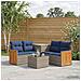 Set di divani 6 pz Grigio e Blu Navy Rattan sintetico e Acciaio - Foto miniatura 3