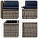 Set di divani 6 pz Grigio e Blu Navy Rattan sintetico e Acciaio - Foto miniatura 4
