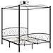 Letto A Baldacchino Nero In Metallo 180x200 Cm - Foto miniatura 2