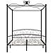 Letto A Baldacchino Nero In Metallo 180x200 Cm - Foto miniatura 3