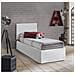 Letto Singolo Cleofe, Set Testata In Ecopelle Con Rete Ortopedica E Mantovana, 100% Made In Italy, Adatta A Letto Singolo, Per Materasso Da Cm 80x190, Bianco - Foto miniatura 1