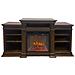 Camino Elettrico Caminetto Da Terra In Legno Noce L179 X P48 X H85 - Foto miniatura 1