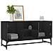 Mobile Porta Tv Con Ante In Vetro Nero 102x37x50 Cm - Foto miniatura 3
