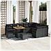 Set di Divano da Giardino da 12 Pezzi con Cuscini Rattan Polivalente Nero Acacia,  Set di Pranzo da Giardino da 3 Pezzi con Cuscini Rattan Polivalente Nero Acacia,  Divano da Giardino a Due Posti con Cuscini Rattan Polivalente Nero - Foto miniatura 2