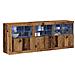 Credenza con Luci LED Legno Vecchio 181,5x37x67 cm Legno Ingegnerizzato - Foto miniatura 3
