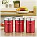 Lotto 3 Scatole In Acciaio Inox Per Caffè, Tè E Zucchero, Ermetiche, Rosso - Foto miniatura 4