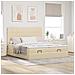 Struttura Letto Pouf con Materassi Crema 160x200 cm in Tessuto - Foto miniatura 4