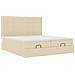 Struttura Letto Pouf con Materassi Crema 160x200 cm in Tessuto - Foto miniatura 7