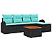 Set Divano da Giardino 6 pcs Nero e Turchese polyrattan - Foto miniatura 1