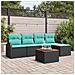Set Divano da Giardino 6 pcs Nero e Turchese polyrattan - Foto miniatura 2