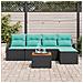 Set Divano da Giardino 6 pcs Nero e Turchese polyrattan - Foto miniatura 3