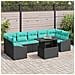 Set Divano da Giardino 8 pz Nero e Blu polyrattan - Foto miniatura 2