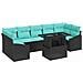 Set Divano da Giardino 8 pz Nero e Blu polyrattan - Foto miniatura 1