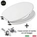 Sedile Wc Mdf Bianco Universale Sedix Plus Con 2 Coppie Di Cerniere Cromo In Dotazione Come Ricambio - Foto miniatura 1
