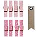8 Mini Mollette In Legno Magnetici 3,5 Cm - Rosa + 20 Etichette Kraft Con Gagliardetto - Foto miniatura 1