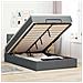Pouf Letto Con Materasso E Led Grigio Scuro 120x200 Cm Tessuto - Foto miniatura 1