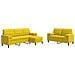 Set di Divani 3 pz con Cuscini e Rinforzi Giallo in Velluto - Foto miniatura 1
