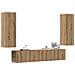 Mobili TV a Parete 4 pz Rovere Artigianale in Legno Multistrato - Foto miniatura 2