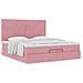 Struttura Letto Pouf con Materassi Rosa 200x200 cm Velluto - Foto miniatura 4
