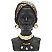Scultura Donna Masai Busto Etnico In Resina Nera Con Gioielli Oro - Foto miniatura 1