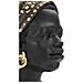 Scultura Donna Masai Busto Etnico In Resina Nera Con Gioielli Oro - Foto miniatura 4