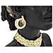 Scultura Donna Masai Busto Etnico In Resina Nera Con Gioielli Oro - Foto miniatura 6