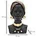 Scultura Donna Masai Busto Etnico In Resina Nera Con Gioielli Oro - Foto miniatura 8