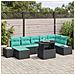 Set Divano da Giardino 8 pz Nero e Blu polyrattan - Foto miniatura 4
