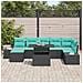 Set Divano da Giardino 8 pz Nero e Blu polyrattan - Foto miniatura 7