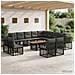 Set Divano da Giardino 14 pz Nero e Grigio scuro polyrattan - Foto miniatura 7